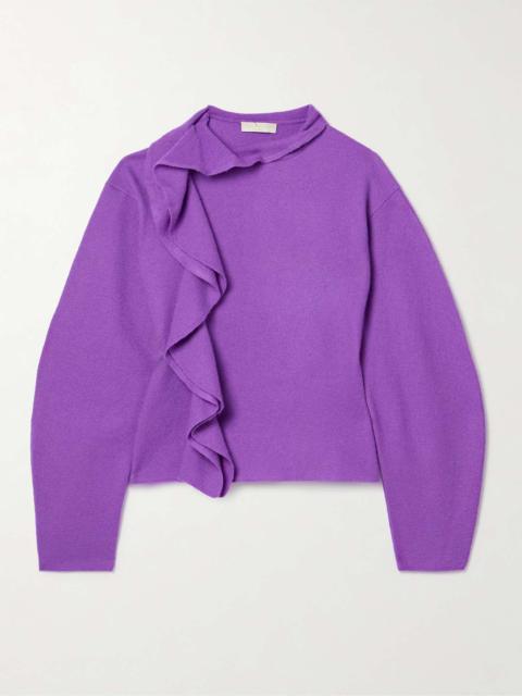 Corinna ruffled brushed-wool turtleneck sweater