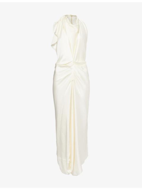Victoria Beckham Backless Scarf Satin Midi Dress