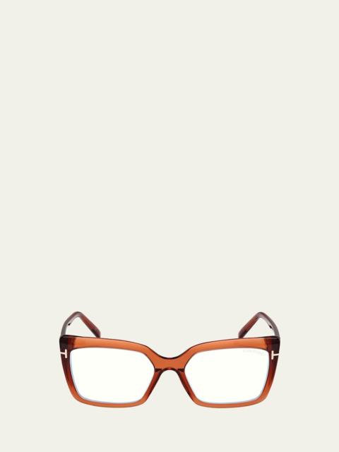 Blue Blocking Acetate Rectangle Glasses
