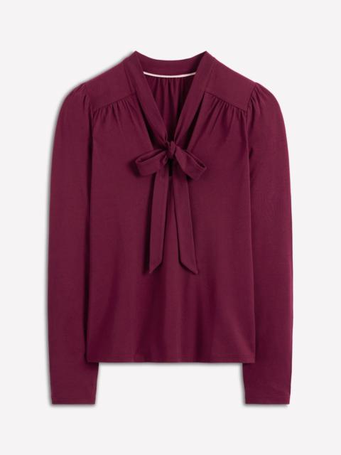 BODEN Tie Neck Supersoft Top-Deep Wisteria