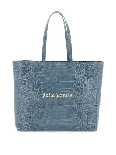 CROCO-EMBOSSED LEATHER SHOPPING BAG
