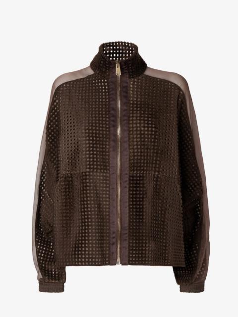 FENDI Jacket Brown shearling and organza jacket