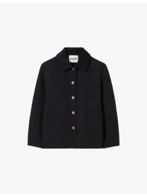 Claudie Pierlot Cropped Side-Pocket Wool-Blend Coat
