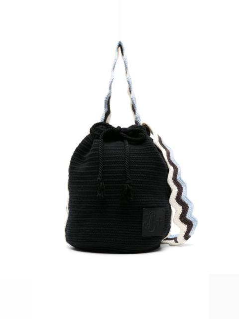 zigzag-stripe knitted bucket bag