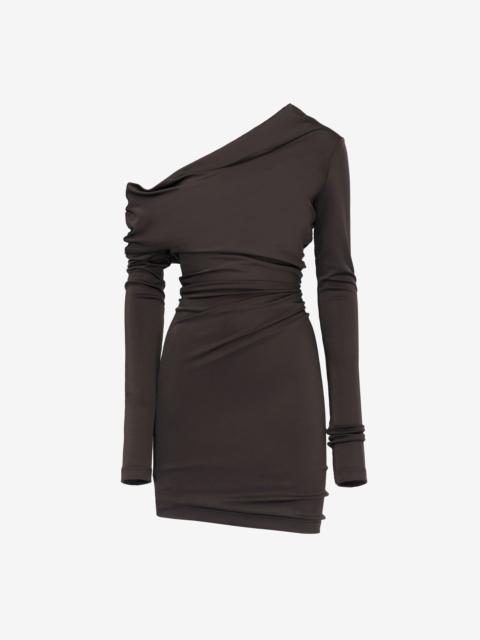 Women's Asymmetric Mini Dress in Ebony