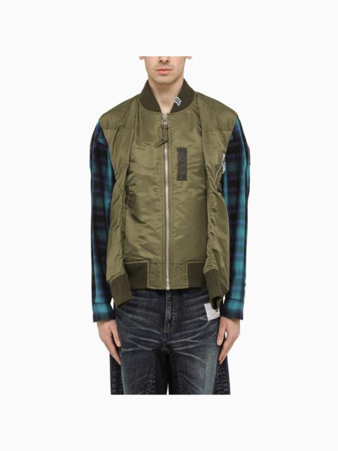 Maison MIHARAYASUHIRO Army green nylon bomber jacket