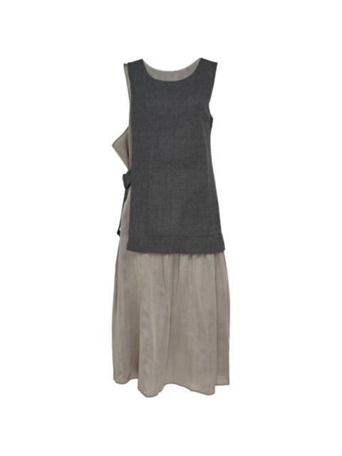 Y's layered pinstriped midi dress