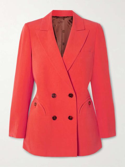 BLAZÉ MILANO Flica Everyday double-breasted silk and linen-blend blazer Coral