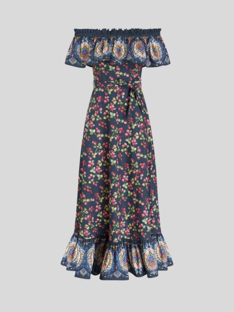 Etro PRINTED MAXI DRESS WITH RUCHES