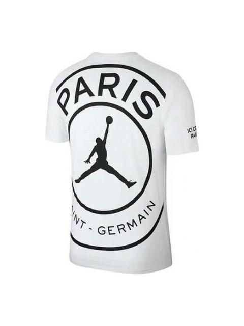 Jordan Air Jordan Paris Saint-Germain Printing logo Sports Round Neck Short Sleeve White BQ4274-100