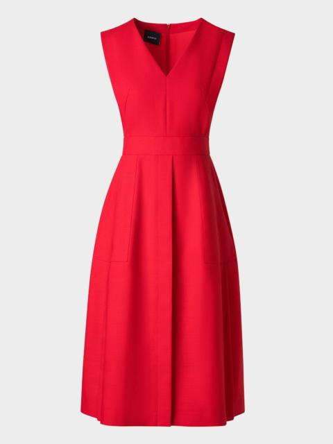 AKRIS V-Neck Sleeveless Linen Dress