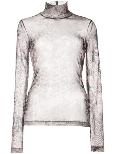 ROSETTA GETTY collage-print mesh T-shirt