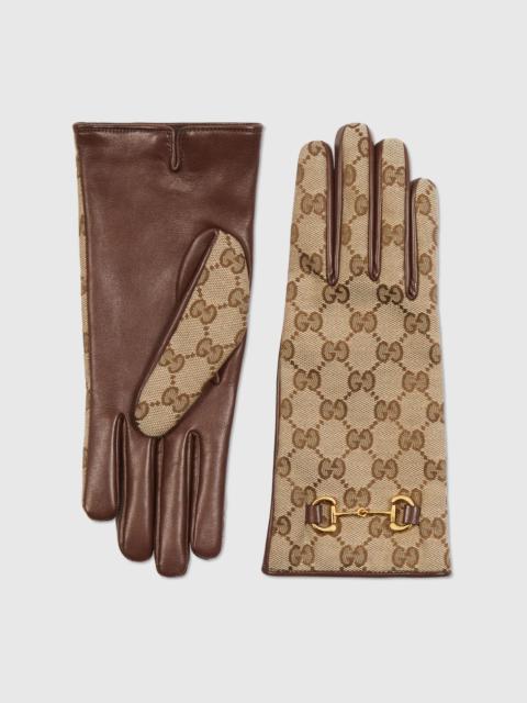 GUCCI GG canvas gloves with Horsebit