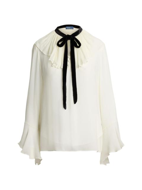 Polo Ralph Lauren Women's Crinkled Georgette Tieneck Blouse - Warm White