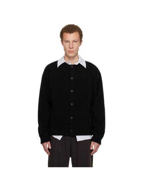 Wooyoungmi Black Henley Neck Cardigan