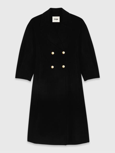 maje Long double-breasted wool coat