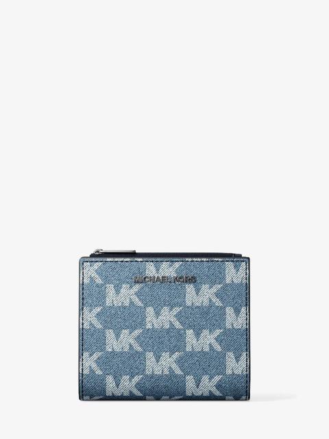 MICHAEL KORS Cooper Medium Logo Jacquard Denim Zip Wallet
