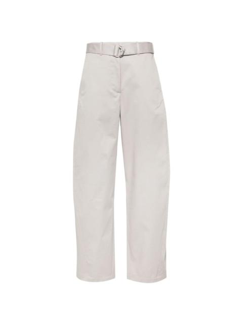 belted tapered cotton trousers
