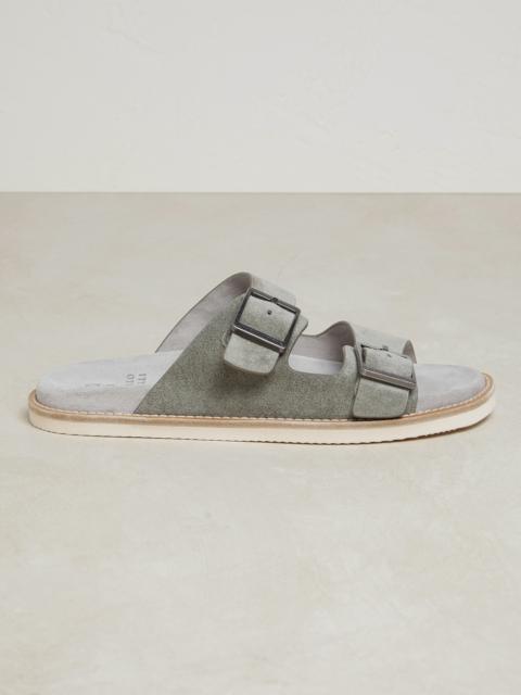 Brunello Cucinelli Washed suede urban slides
