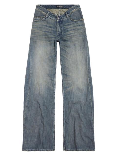BALENCIAGA Women's Curved Waist Pants - Blue