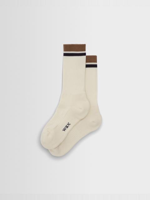 Wax London Thorpe - Ecru And Taupe Edge Stripe Socks