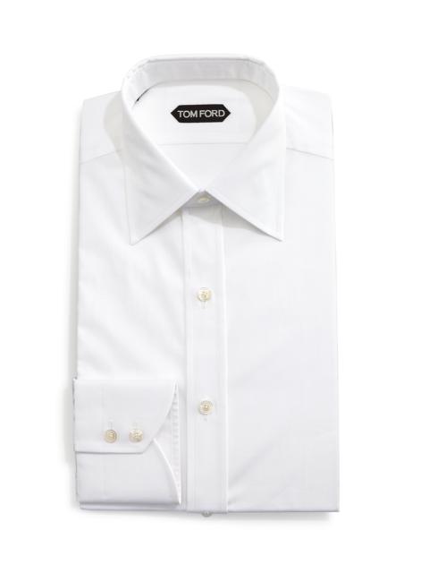 Solid Barrel-Cuff Dress Shirt, White