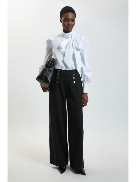 KAREN MILLEN Denim Button Front Wide Leg Jeans