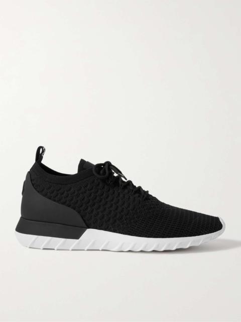 Emilien Leather-Trimmed Stretch-Knit Sneakers