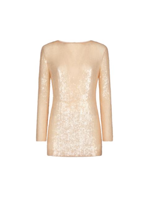 TOM FORD TRANSPARENT SEQUIN EMBROIDERY COCKTAIL MINI DRESS