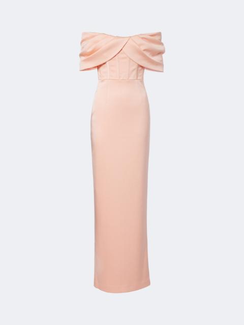 REBECCA VALLANCE Ayla off-shoulder satin gown