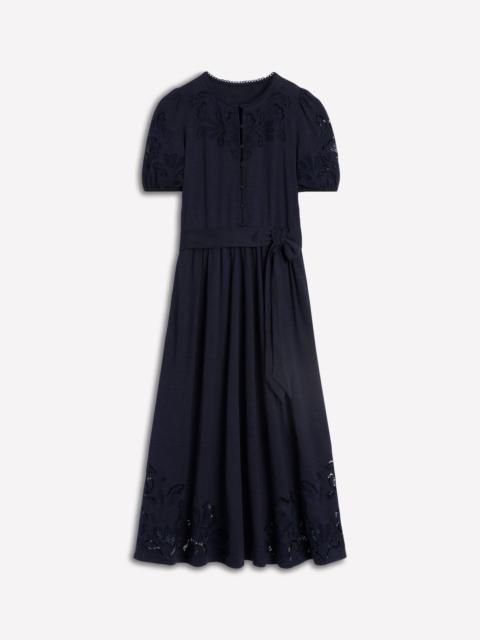 BODEN Cutwork Detail Midi Dress-Navy