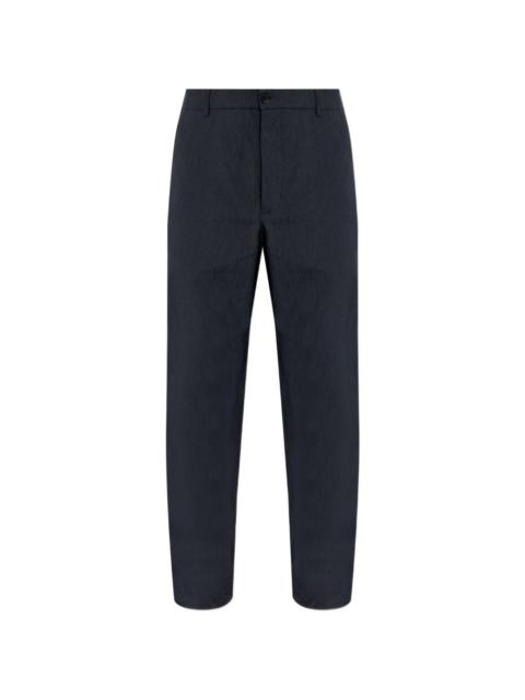 Moncler Technical logo-patch linen trousers
