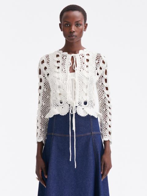 Oscar de la Renta CROCHET CHAIN STITCH CARDIGAN