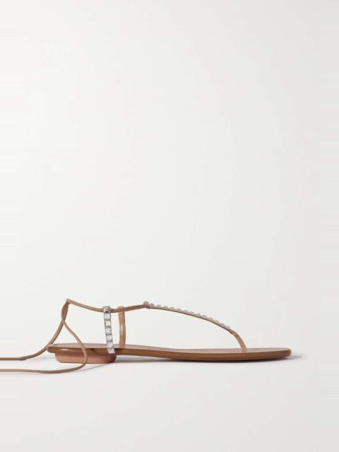 Midnight embellished glossed-leather sandals