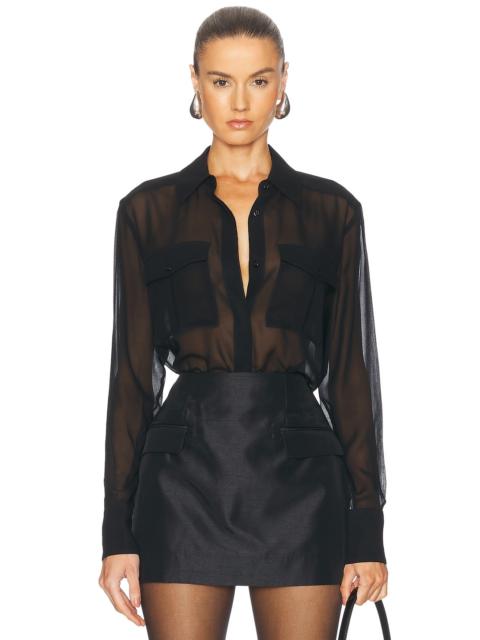 NICHOLAS Chloe Sheer Double Pocket Long Sleeve Shirt