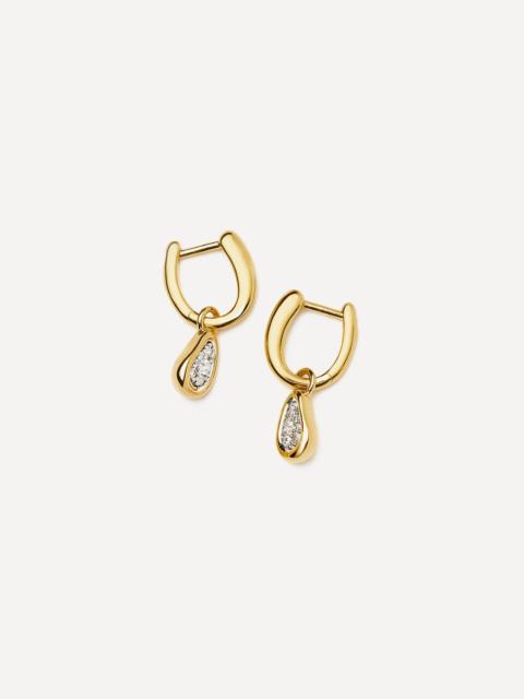 MISSOMA 18ct Gold-Plated Molten Teardrop Pavé Charm Hoop Earrings