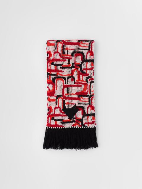 Prada Wool and cashmere jacquard scarf