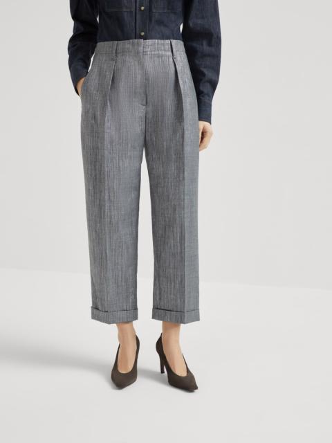 Brunello Cucinelli Sparkling techno virgin wool twill pleated chino trousers