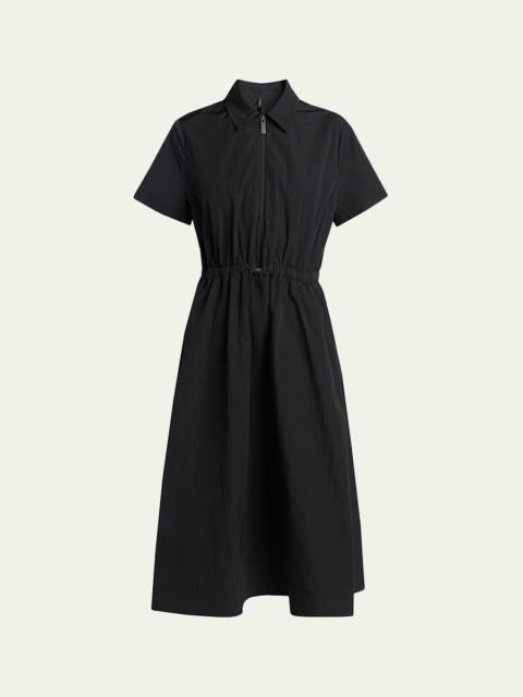 Moncler Short-Sleeve Nylon Midi Dress