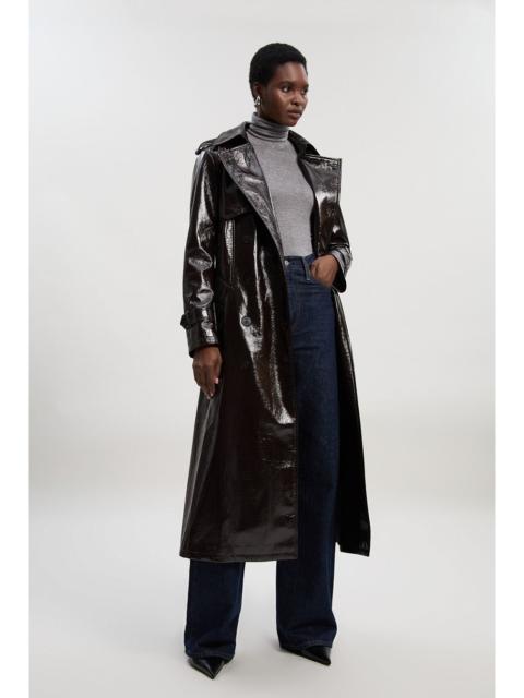 KAREN MILLEN High Shine Faux Leather Trench Coat