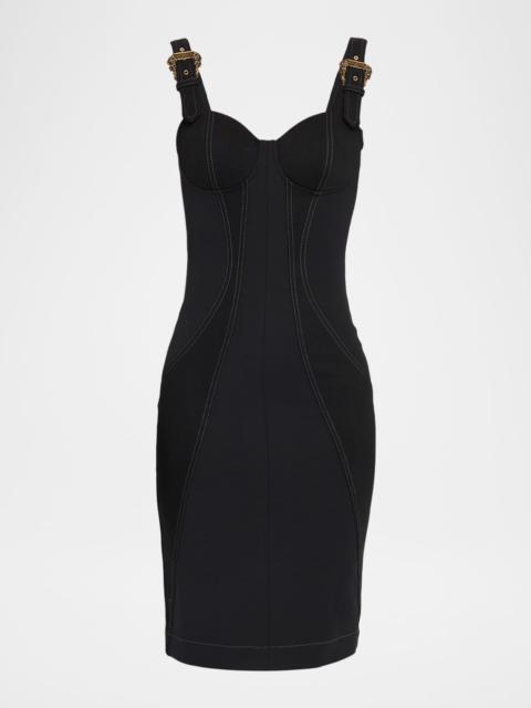 VERSACE JEANS COUTURE Denim Buckle-Strap Midi Dress