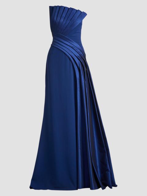 TADASHI SHOJI Women's Belair Draped Taffeta & Crepe Strapless Gown - Navy