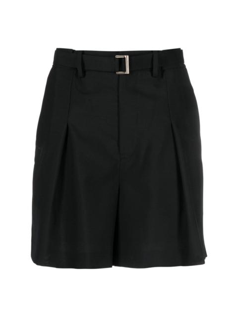 sacai pleated belted shorts