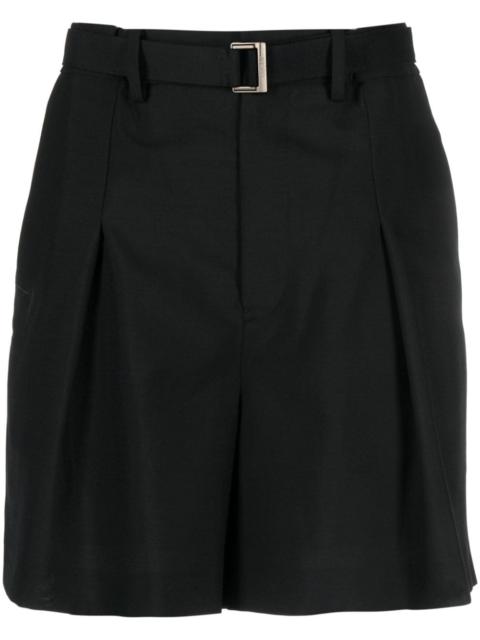 sacai pleated belted shorts