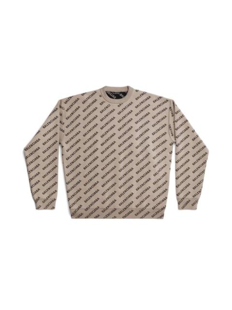 Men's Mini Allover Logo Sweater in Dark Beige