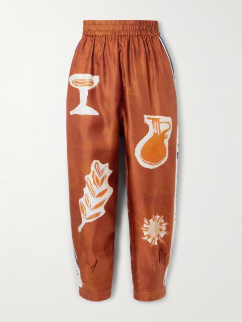 ALÉMAIS + Lrnce Soleil D'amour Printed Silk-twill Barrel-leg Pants