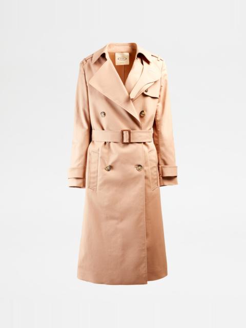 Tod's DOUBLE-BREASTED TRENCH COAT - BEIGE