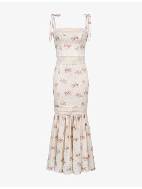 House of CB Alessina Floral-Print Stretch-Cotton Maxi Dress