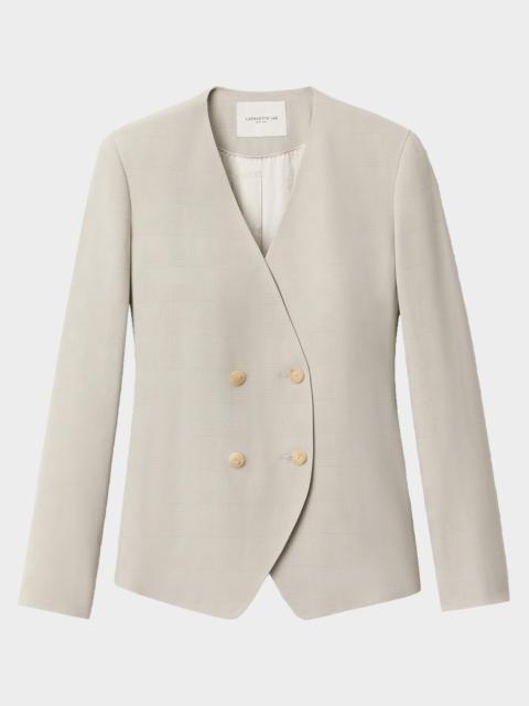Lafayette 148 New York Collarless Plaid Jacquard Blazer