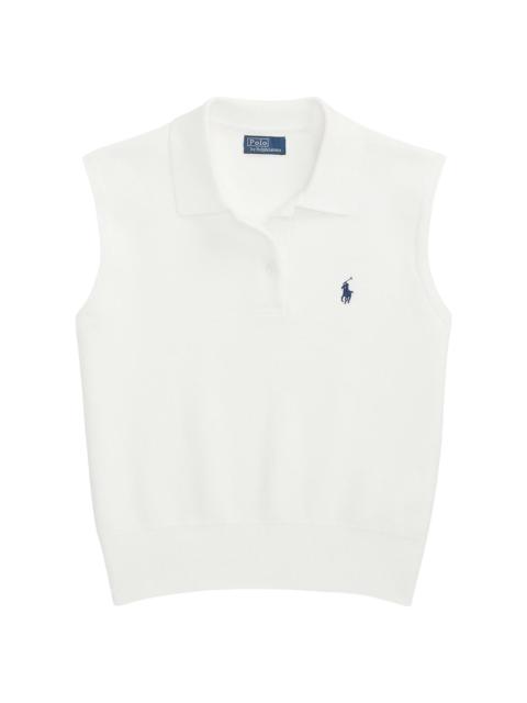 Polo Ralph Lauren Women's Cotton-Blend Sleeveless Polo Sweater - White